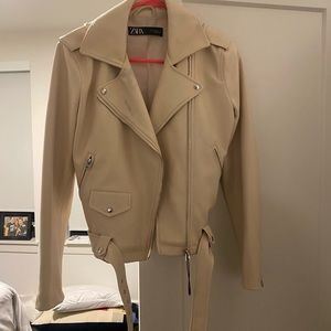 NWOT tan Zara leather jacket